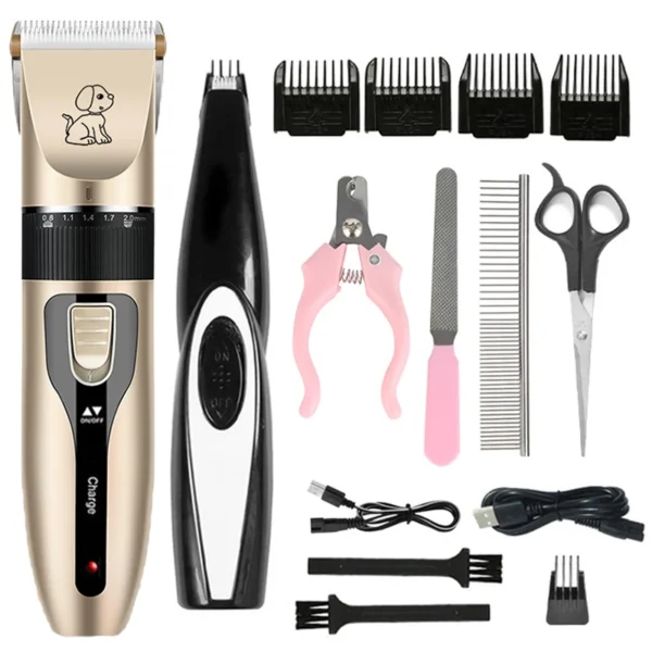 🐕Cortapelo eléctrico para mascotas, Kit de aseo para perros, recortador recargable, corte de pelo de gato, removedor de corte de pelo, juego de máquina profesional